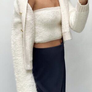 BOUCLÉ KNIT BANDEAU TOP